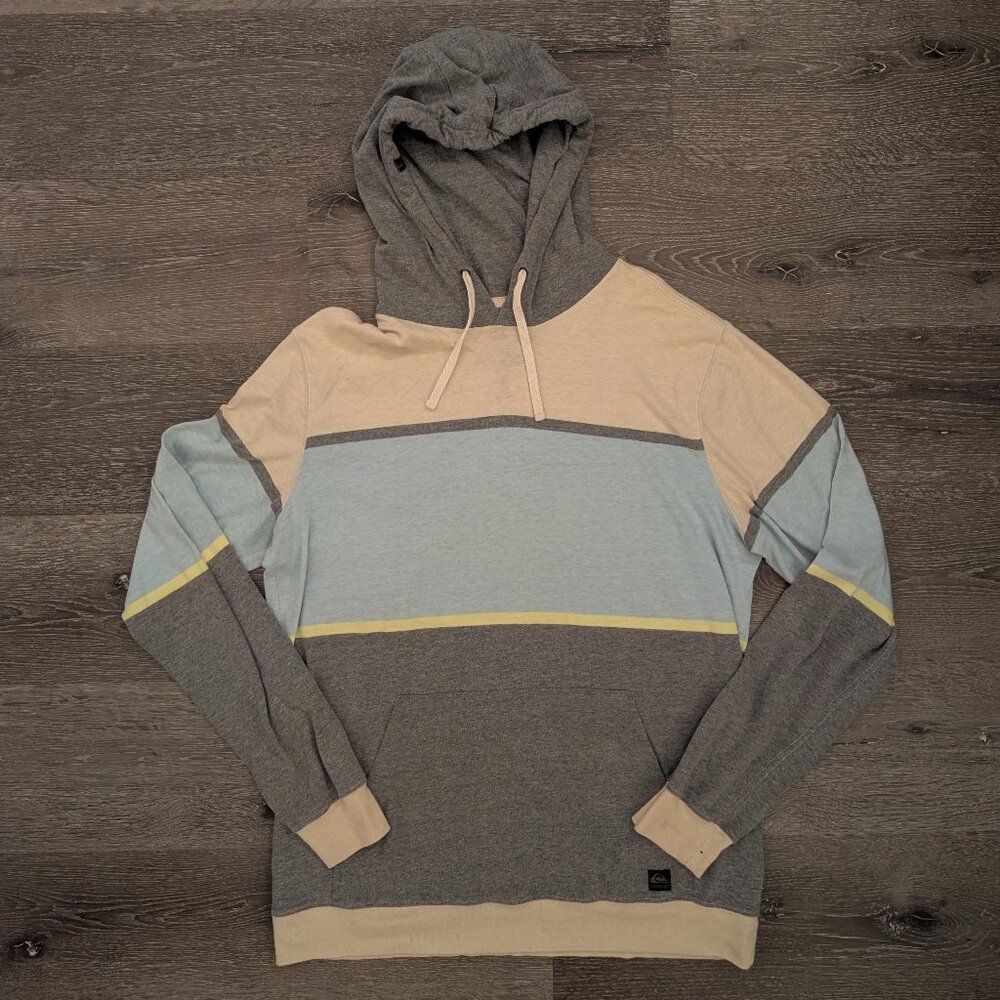 Quiksilver Lightweight Striped Pullover Hoodie Size XL